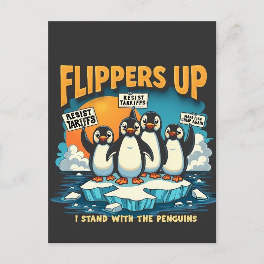 Weersta ik met pinguïns feestdagenkaart (Voorkant)