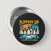 Weersta ik met pinguïns ronde button 7,6 cm (Voorkant /achterkant)