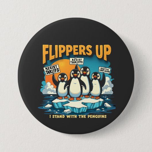 Weersta ik met pinguïns ronde button 7,6 cm (Voorkant)