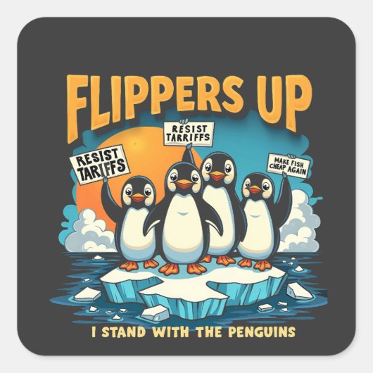 Weersta ik met pinguïns vierkante sticker (Voorkant)
