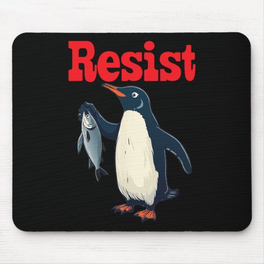 Weersta Penguin Holding Fish Protest Grappig Grafi Muismat (Voorkant)