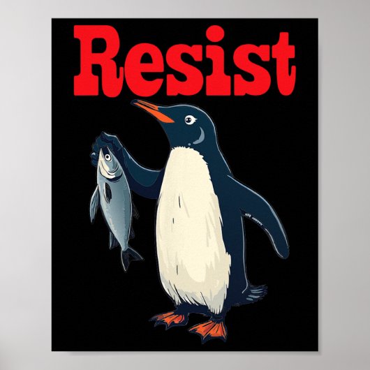 Weersta Penguin Holding Fish Protest Grappig Grafi Poster (Voorkant)