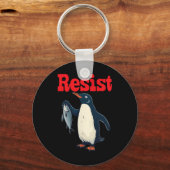 Weersta Penguin Holding Fish Protest Grappig Grafi Sleutelhanger (Voorkant)