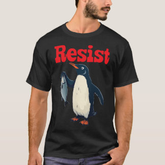 Weersta Penguin Holding Fish Protest Grappig Grafi T-shirt