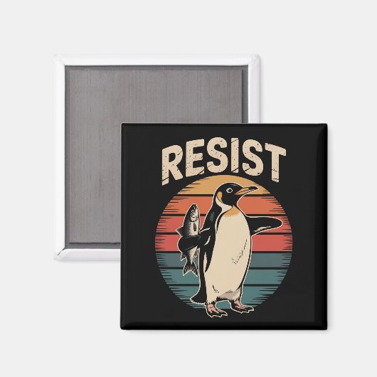 Weersta Penguins Activisme Protest Tariffs Retro Magneet (Voorkant / Achterkant)
