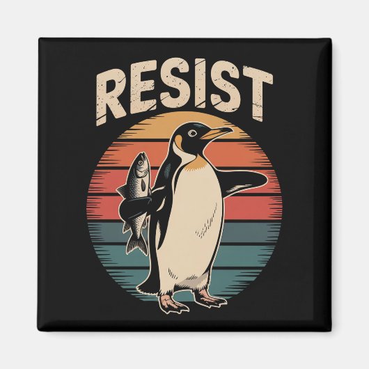 Weersta Penguins Activisme Protest Tariffs Retro Magneet (Voorkant)