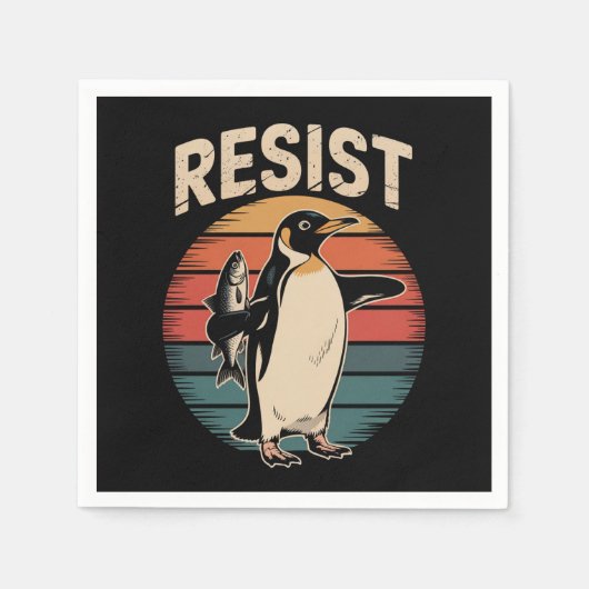 Weersta Penguins Activisme Protest Tariffs Retro Servet (Voorkant)