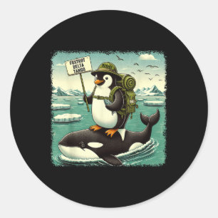 Weersta Pinguïn Activisme Grafische Grappige Pingu Ronde Sticker