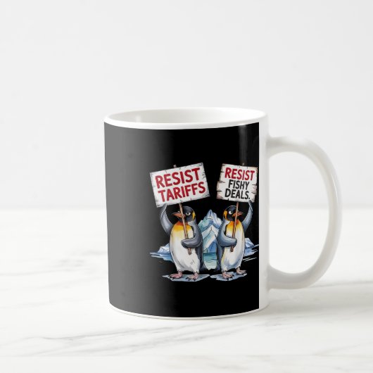 Weersta pinguïns protesteren tegen tarief grappig koffiemok (Rechts)