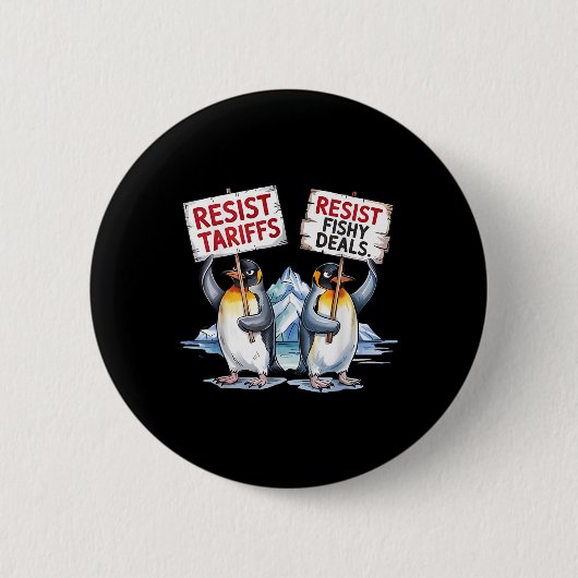 Weersta pinguïns protesteren tegen tarief grappig ronde button 5,7 cm (Voorkant)