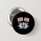 Weersta pinguïns protesteren tegen tarief grappig ronde button 5,7 cm (Voorkant /achterkant)