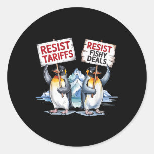 Weersta pinguïns protesteren tegen tarief grappig  ronde sticker