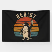 Weersta pinguïns protesteren tegen tarieven spandoek (Horizontaal)