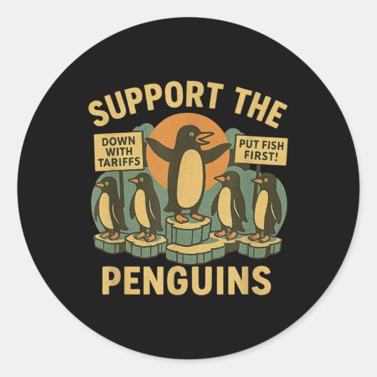 Weersta pinguïns tegen retrotarieven ronde sticker (Voorkant)