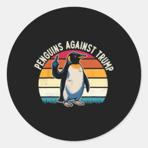 Weersta pinguïns tegen Trump flipt Retro Su op Ronde Sticker