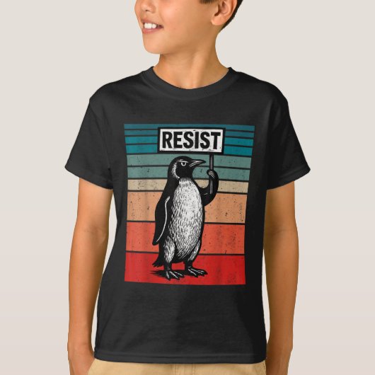 Weersta pinguïns tegen Trump tarieven grappig T-shirt (Voorkant)