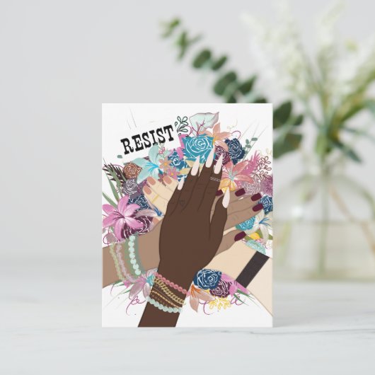 Weersta samen - Floral Feminist Activism Art Briefkaart (Staand voorkant)