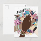 Weersta samen - Floral Feminist Activism Art Briefkaart (Voorkant / Achterkant)