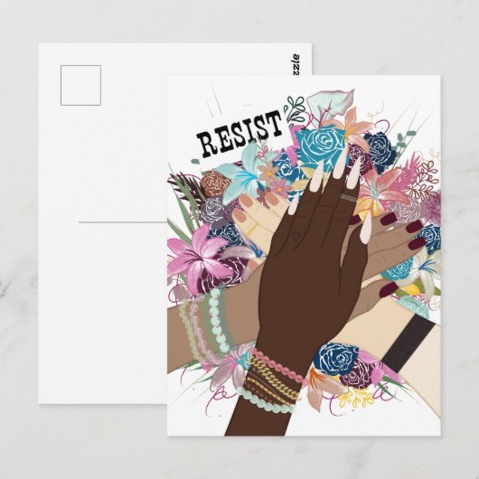Weersta samen - Floral Feminist Activism Art Briefkaart (Voorkant / Achterkant)
