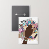 Weersta samen - Floral Feminist Activism Art Button (Voorkant / Achterkant)