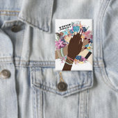 Weersta samen - Floral Feminist Activism Art Button (Insitu)