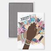 Weersta samen - Floral Feminist Activism Art Magneet (Voorkant / Achterkant)