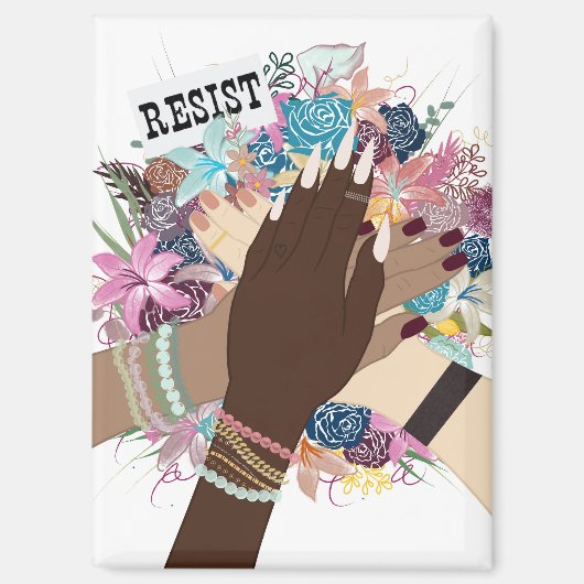 Weersta samen - Floral Feminist Activism Art Magneet (Voorkant)