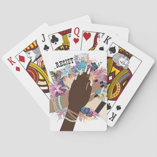 Weersta samen - Floral Feminist Activism Art Pokerkaarten (Achterkant)