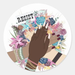 Weersta samen - Floral Feminist Activism Art Ronde Sticker