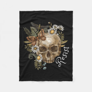 Weersta Subtiele Anti Trump Schedel Bloemen Botani Fleece Deken