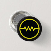 Weersta! symboolknop (geel) ronde button 3,2 cm (Voorkant /achterkant)