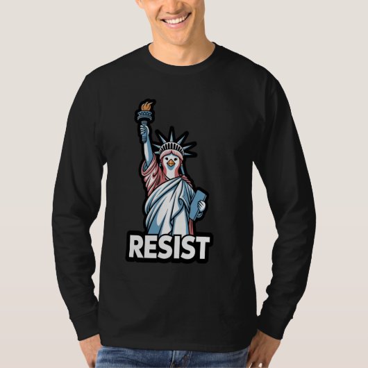 Weersta Tarieven Penguin Protest Vrijheidsbeeld F T-shirt (Voorkant)