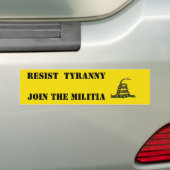 Weersta tirannie en sluit je aan bij de militie bumpersticker (Op auto)