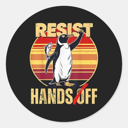 Weersta Verzetspinguïn Handen Van Protest Ronde Sticker (Voorkant)
