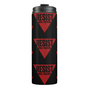 Weersta woord met omgekeerde rode driehoekweerstan thermosbeker