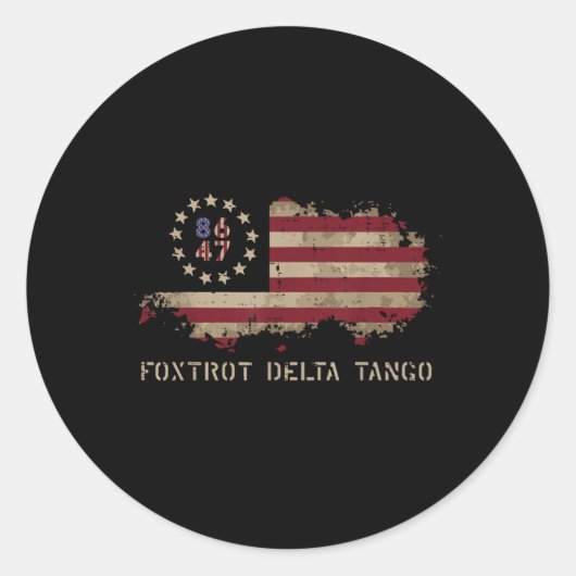Weerstaan 8647 Foxtrot Delta Tango USA Vlag Protes Ronde Sticker (Voorkant)