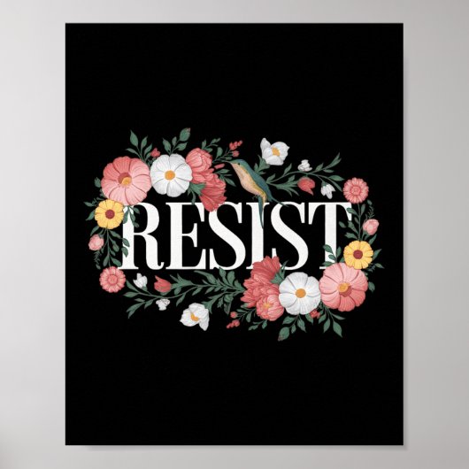 Weerstaan Bloemen Protest Trump Anti Trump Premium Poster (Voorkant)