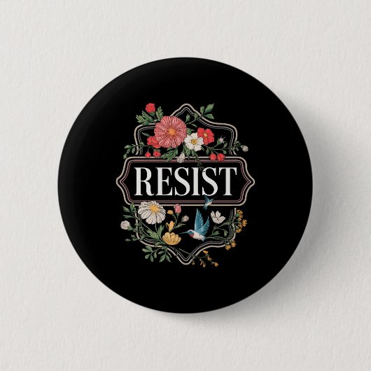 Weerstaan Bloemen Protest Trump Anti Trump Premium Ronde Button 5,7 Cm (Voorkant)