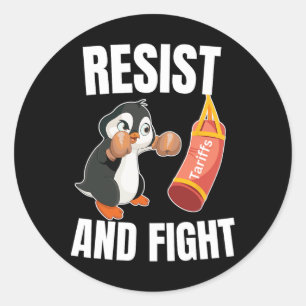 Weerstaan en bestrijden Penguin Boxing Tariefpingu Ronde Sticker