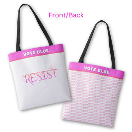 Weerstaan in roze herhaling tote bag
