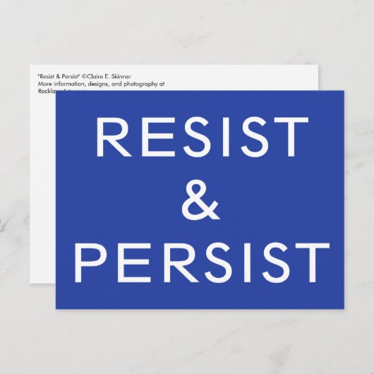 Weerstaan & volhouden van witte tekst op blauw briefkaart (Voorkant / Achterkant)