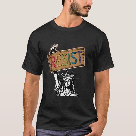 Weerstaand Standbeeld van Vrijheid Retro T-shirt (Voorkant)