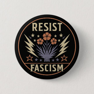 WEERSTAND BIEDEN AAN FASCISME RONDE BUTTON 5,7 CM