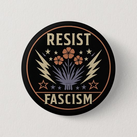WEERSTAND BIEDEN AAN FASCISME RONDE BUTTON 5,7 CM (Voorkant)