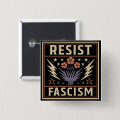 WEERSTAND BIEDEN AAN FASCISME VIERKANTE BUTTON 5,1 CM (Voorkant /achterkant)