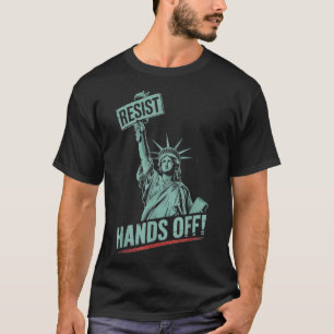 Weerstand standbeeld van vrijheid handen af van de t-shirt