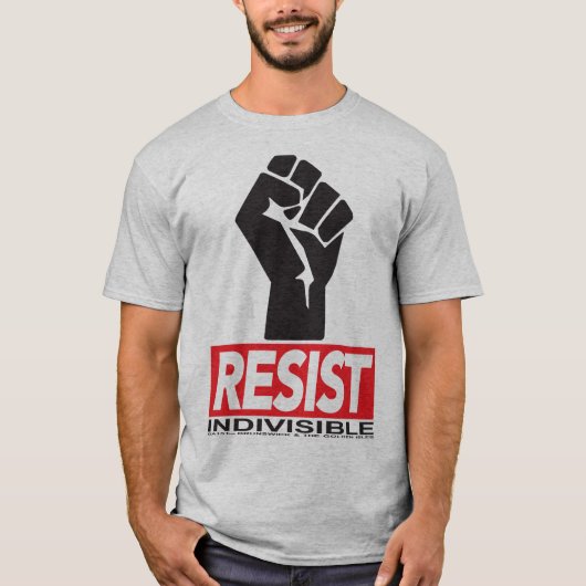 Weerstand T-shirt Kleur op grijs shirt (Voorkant)