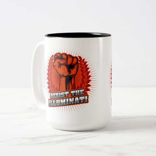 weerstand tegen de verlichte Oranje verlicht vuist Tweekleurige Koffiemok (Voorkant links)