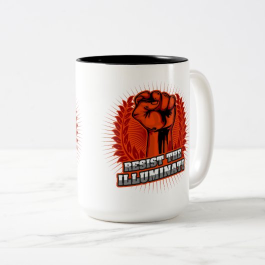 weerstand tegen de verlichte Oranje verlicht vuist Tweekleurige Koffiemok (Voorkant rechts)