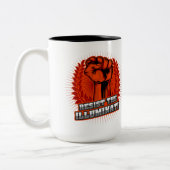 weerstand tegen de verlichte Oranje verlicht vuist Tweekleurige Koffiemok (Links)